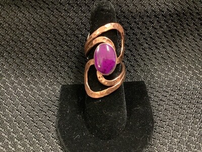 Stone Hammered Copper Art Nouveau Ring