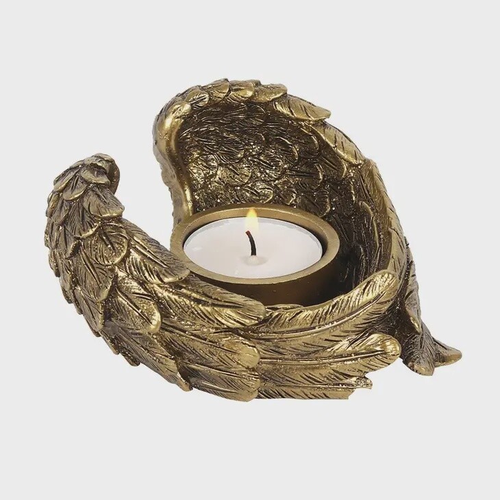 Gold Angel Wing Tealight Holder