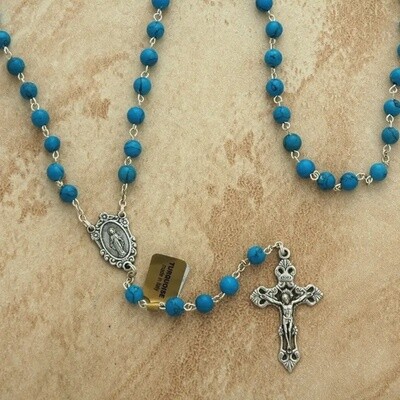 Italian Rosary Turquoise Pendant Necklace