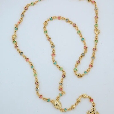Brazilian Gold Crystal Rosary Pendant Necklace