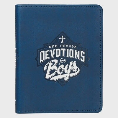 One Minute Devotions for Boys Blue Faux Leather