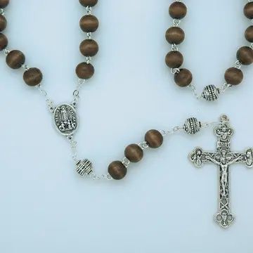 Brown Rosary with Fatima