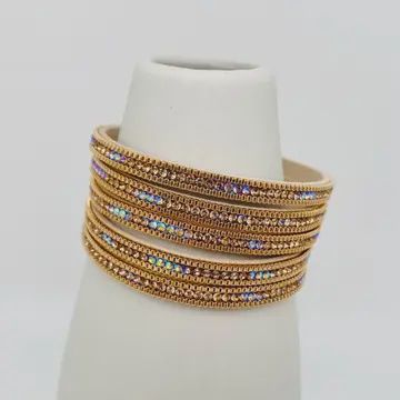 Inlaid Crystal Beaded Leather Bracelet