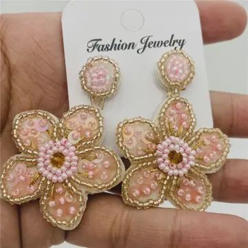 Hand Woven Pink Earrings