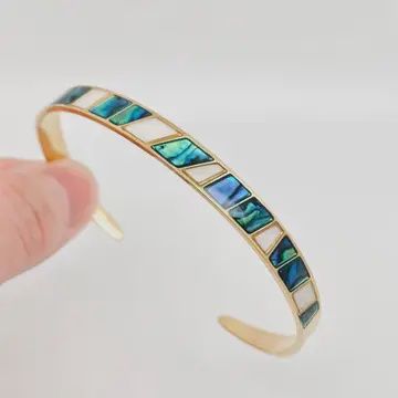 Abalone Shell Cuff Silver Bracelet