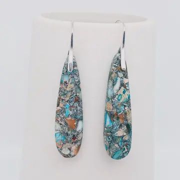 Gray Blue Long Drop Earrings