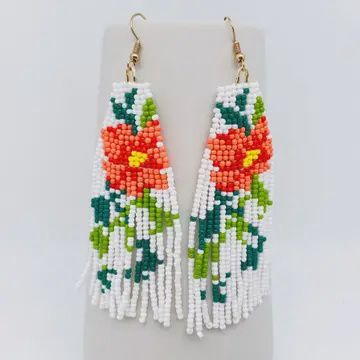 Rose Seed Beads Tassel Earrings