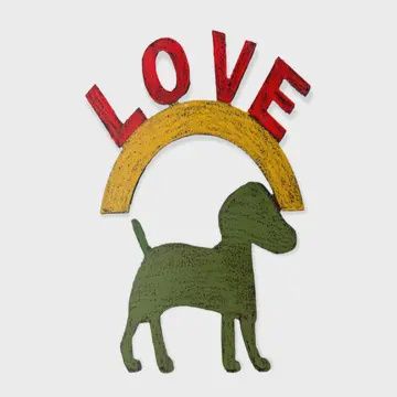 Rustic Metal Dog Love Wall Art