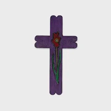 Rustic Metal Flower Cross