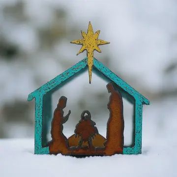 Rustic Metal Nativity Tabletop Decor