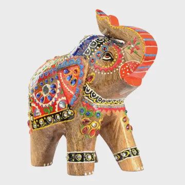 Hand-Painted Wooden Elephant