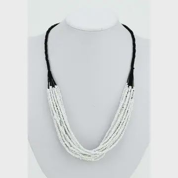 White Bead and Braid Necklace