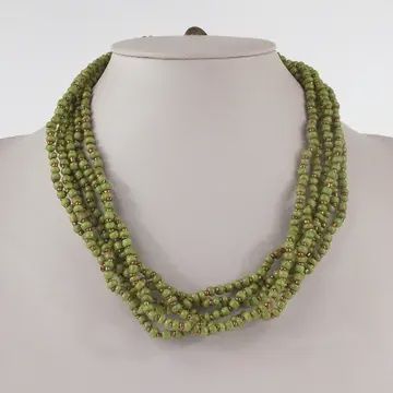 Green Beaded Multi-Strand Necklace