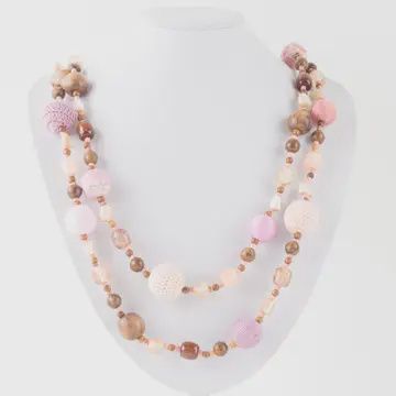 Pink/Brown Necklace 66&quot;