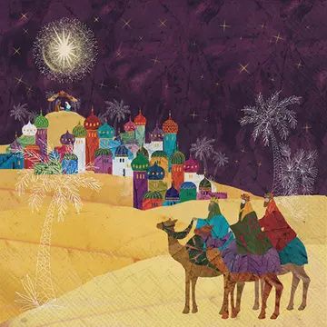 Paper Napkins with Wisemen at Bethlehem