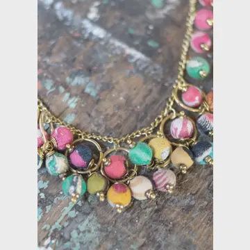 Recycled Fabric Necklace 15&quot;