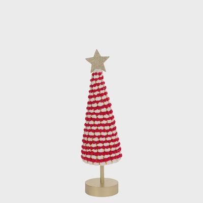 11.75" Tall Red &amp; White Christmas Tree