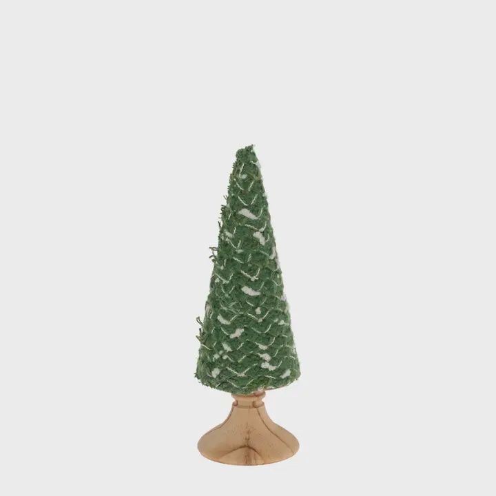 6.5&quot; Tall Wool Green &amp; White Christmas Tree