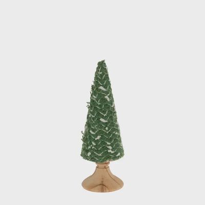 6.5" Tall Wool Green &amp; White Christmas Tree