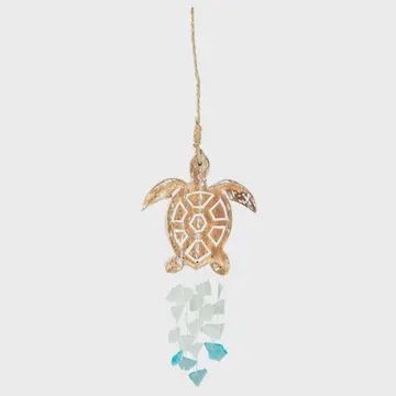 Driftwood Turtle and Glass Chime