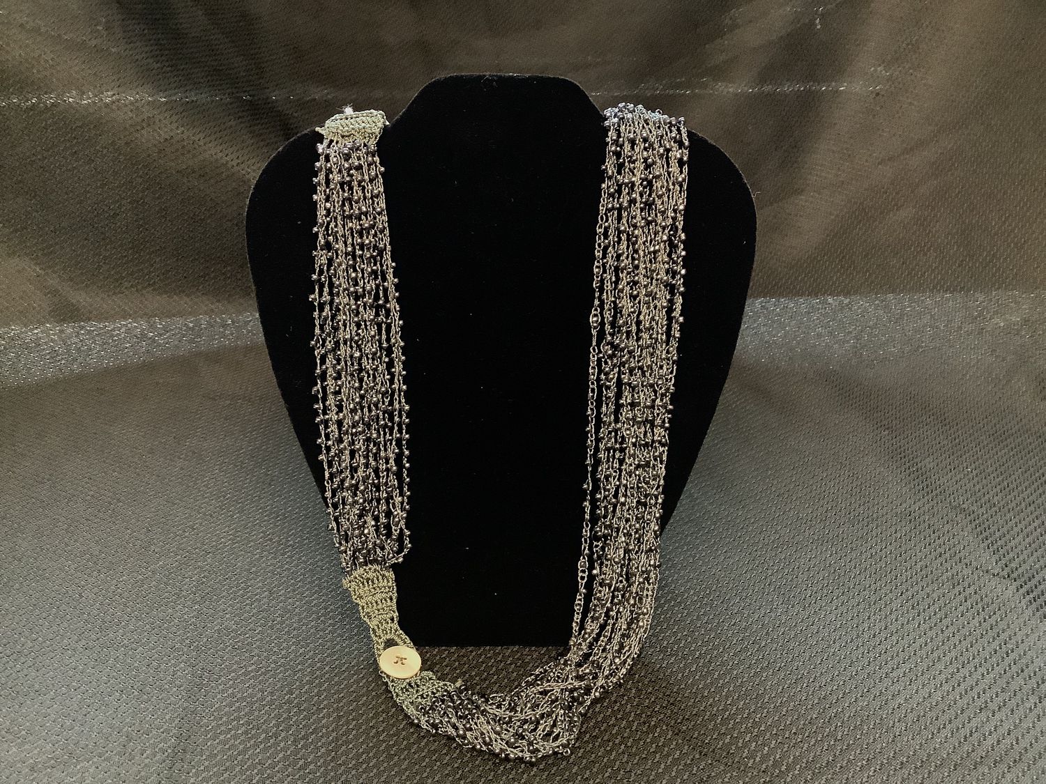 Blue Seed Beads Knit Necklace