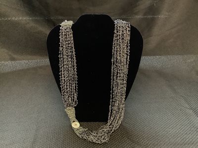 Blue Seed Beads Knit Necklace