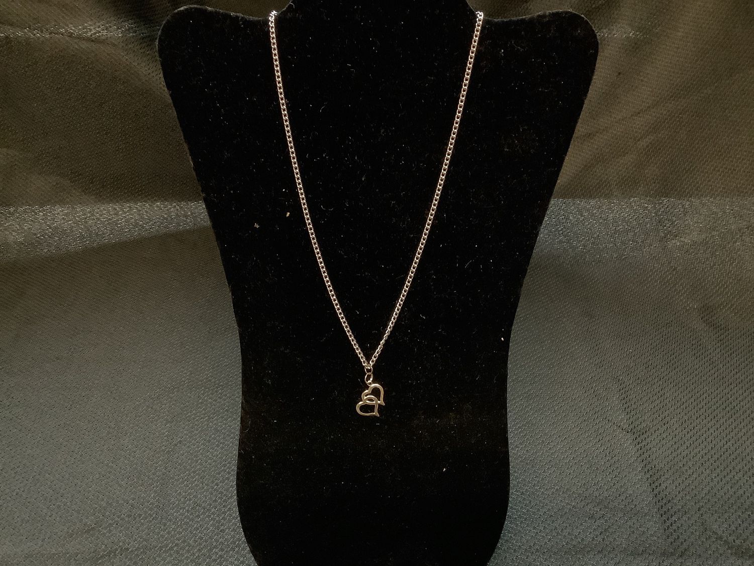 20&quot; Double Heart Silver Necklace