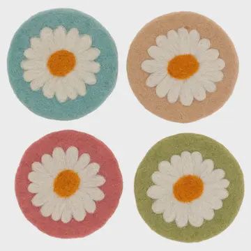 Felted Daisy Coasters Set of 4