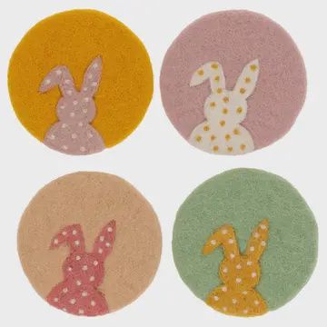 Felted bunny Coaters Set of 4