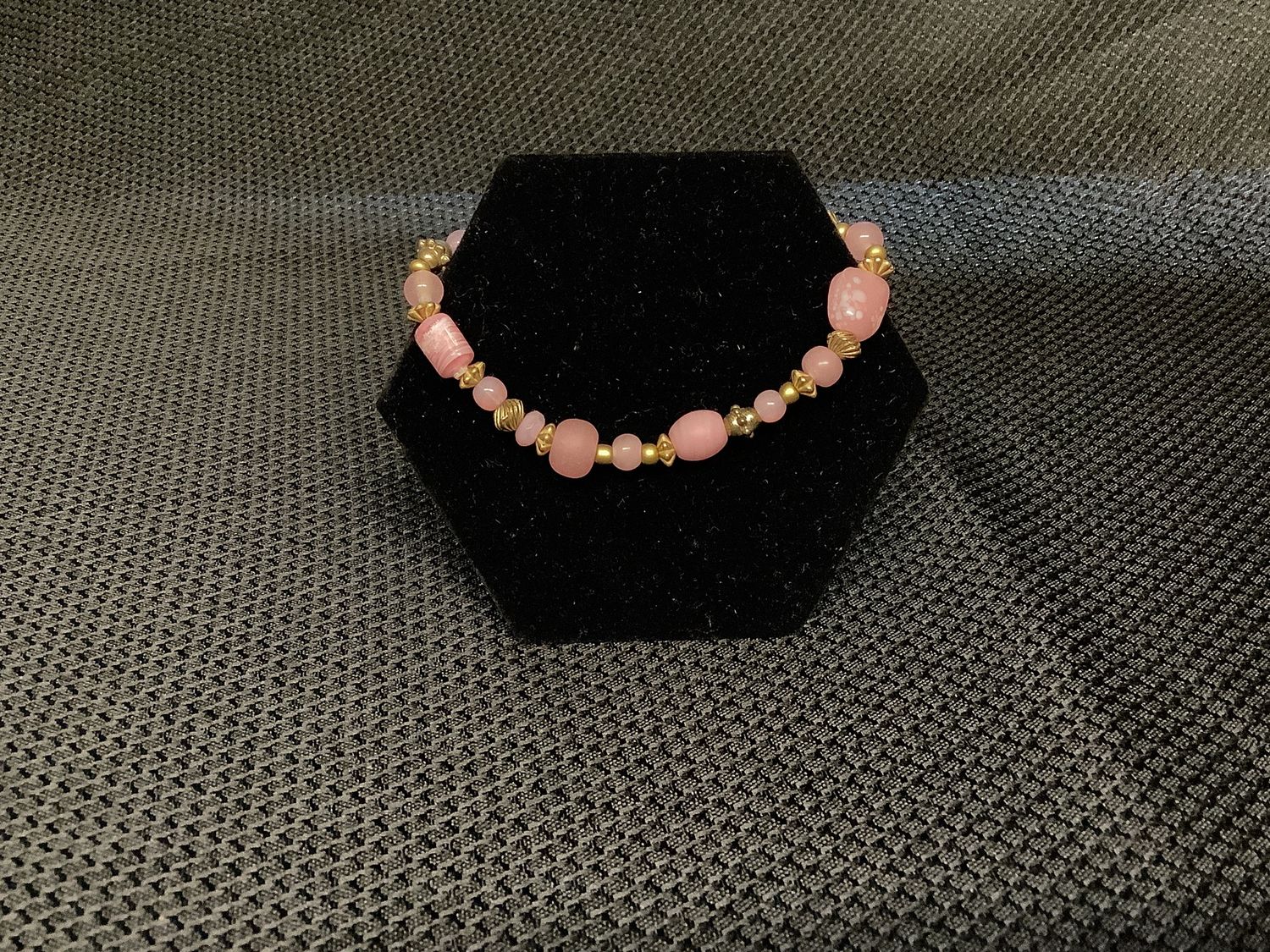 Pink &amp; Gold Beaded Barcelet