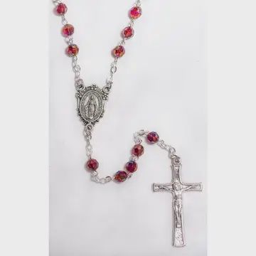 Dark Red Crystal Beaded Rosary