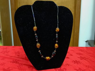 Amber &amp; Black Beaded Necklace by Sr. Mary Peter