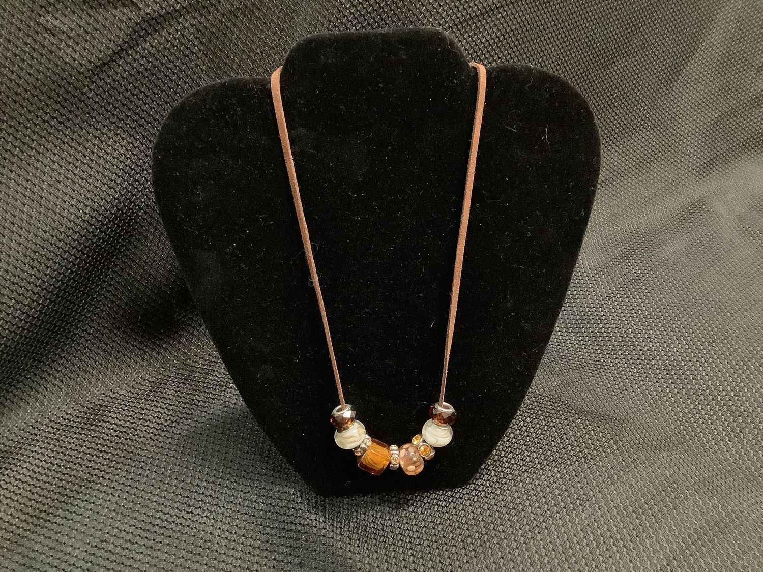 Amber &amp; Cream Beaded Necklace by Sr. Mary Peter