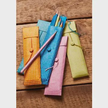Lokta Spotted Paper Pencil Pouch with Pencils