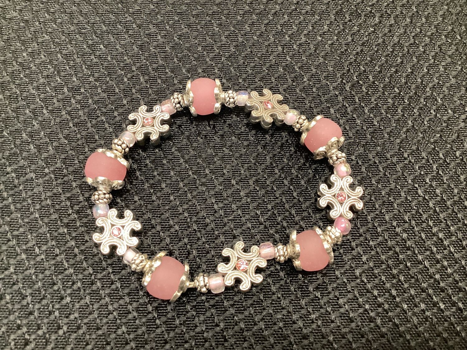 Pink and Silver Stretch Bracelet