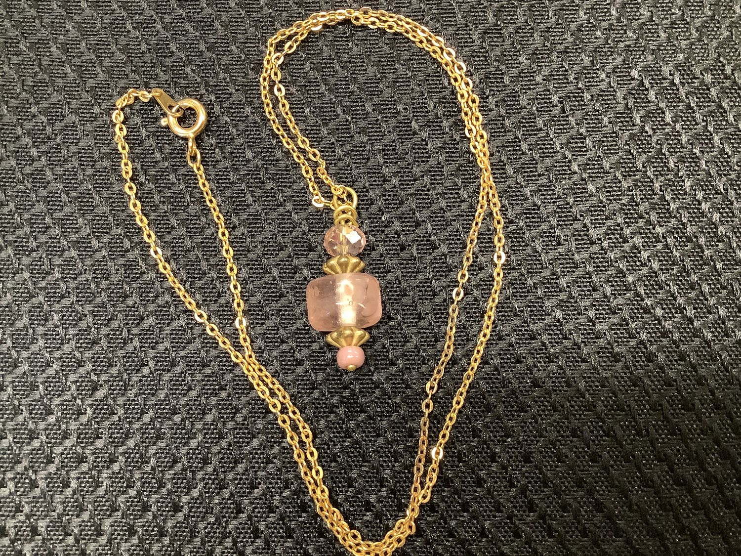 Pink and Gold Pendant Necklace