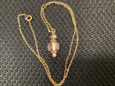 Pink and Gold Pendant Necklace