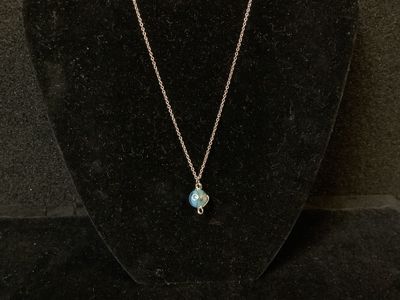 Hanging Pendant Blue with Rose Necklace