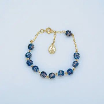 Luminous Glass Bead Prayer Bracelet (Assorted), Colour: Blue