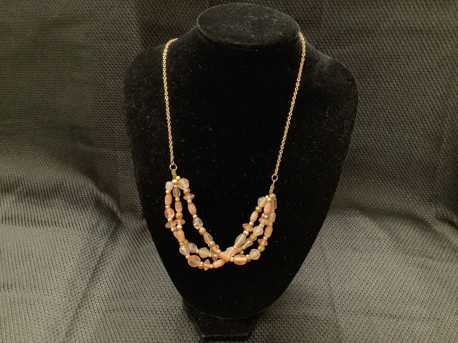 Coral and Gold Beaded Necklace
