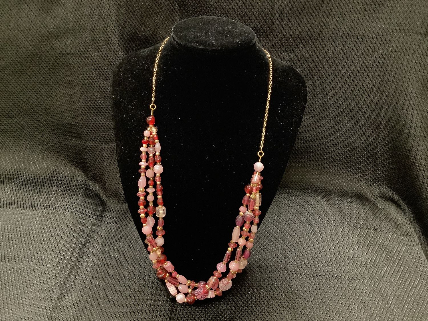 Pink and Gold Beaded Necklace