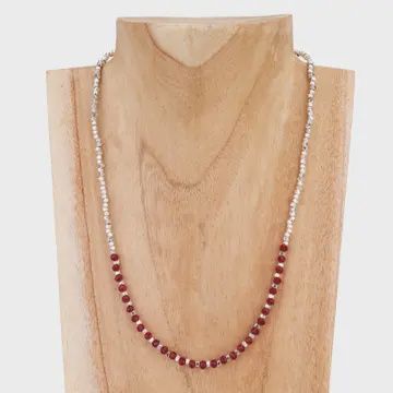 Silver/Red Bead Necklace