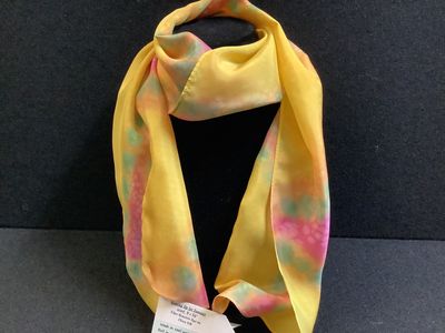 “Gearing Up for Summer” Hand -Painted silk scarf by Sr Sharon Havelak