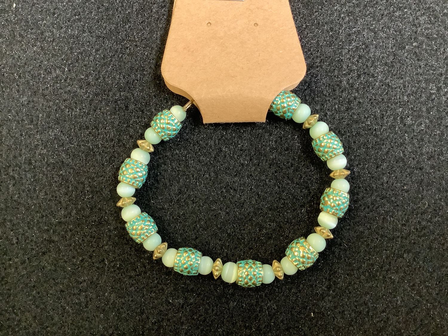Green Beaded Stretch Bracelet
