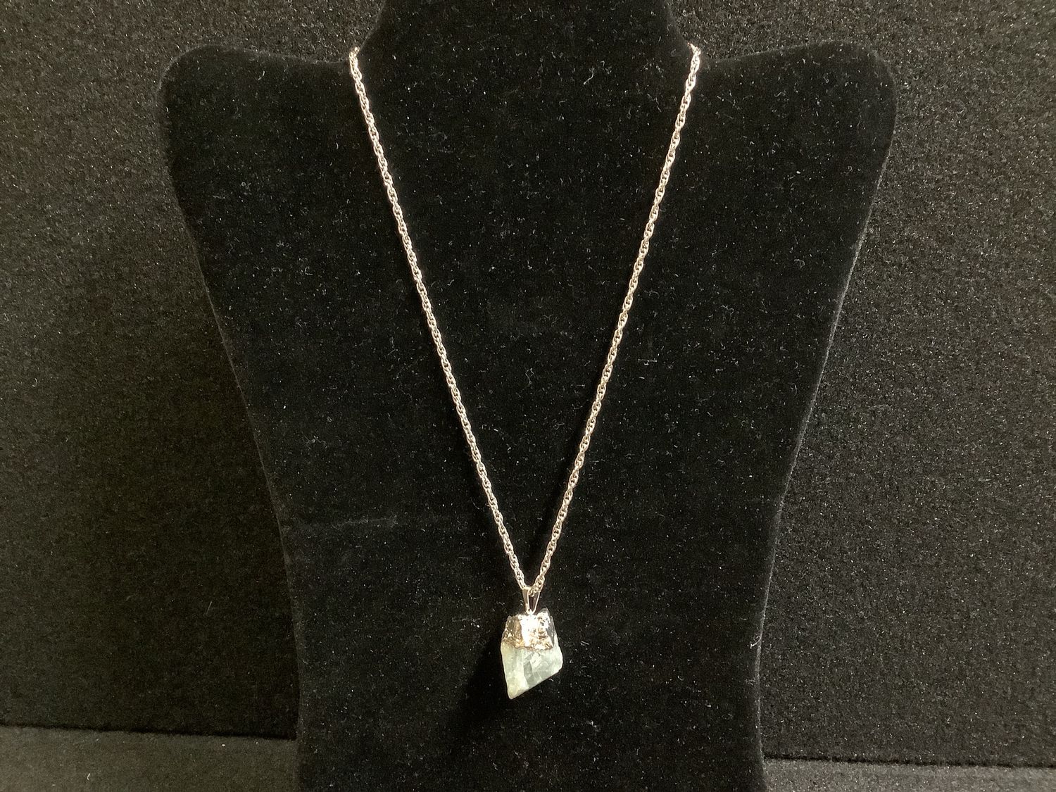 Large Rough Aquamarine Pendant Necklace