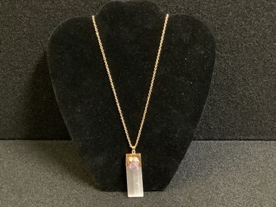 Selenite Pendant with Amethyst Necklace