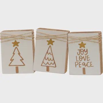 Joy, Love &amp; Peace Tree Blocks (Set of 3)