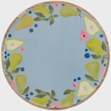 12&quot; Dia. Anjou Pear Mango Wood Platter