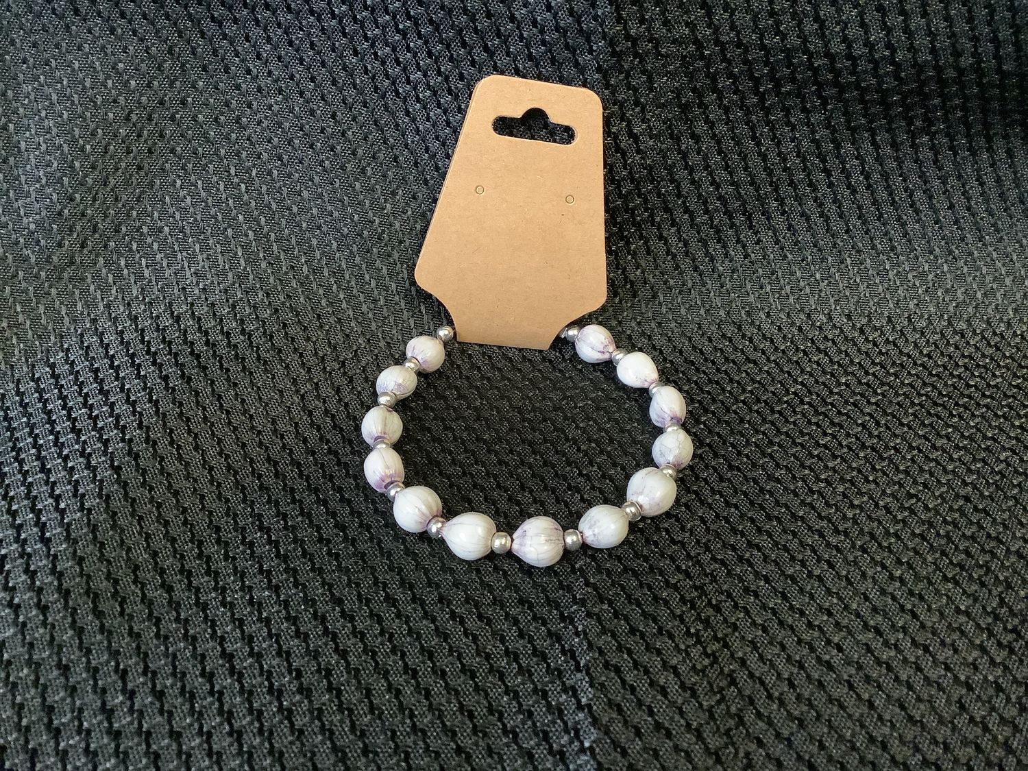 White/Purple Beaded Bracelet
