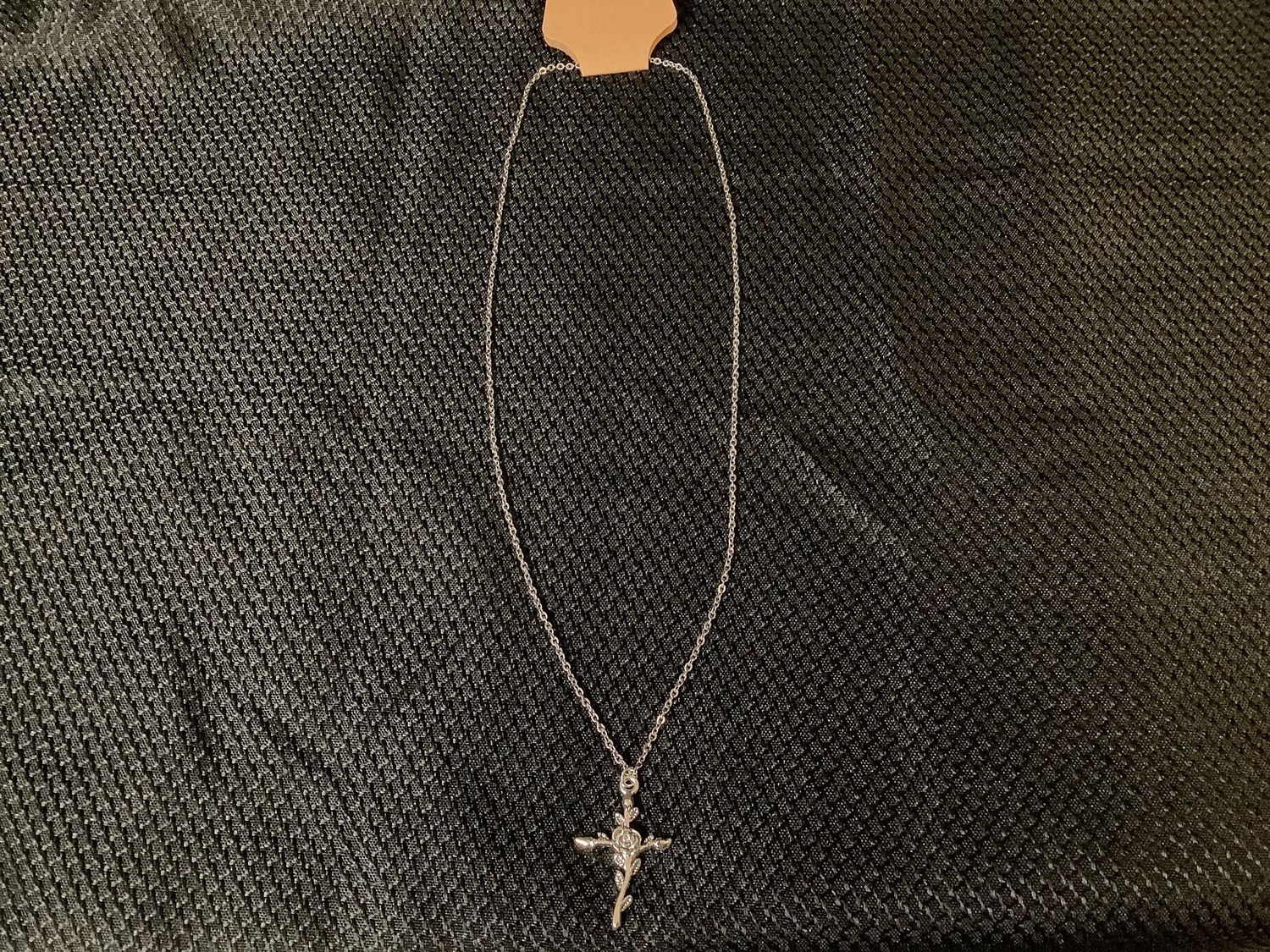 Silver Cross Necklace, Style: Cross with Rose
